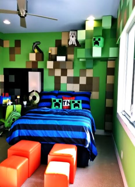 Cuarto gamer niño Minecraft