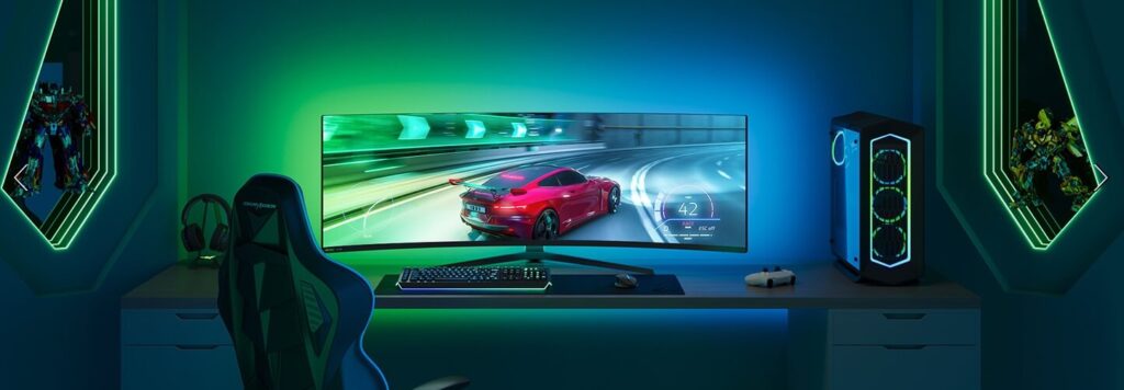 habitacion gaming con pantalla ultrawide