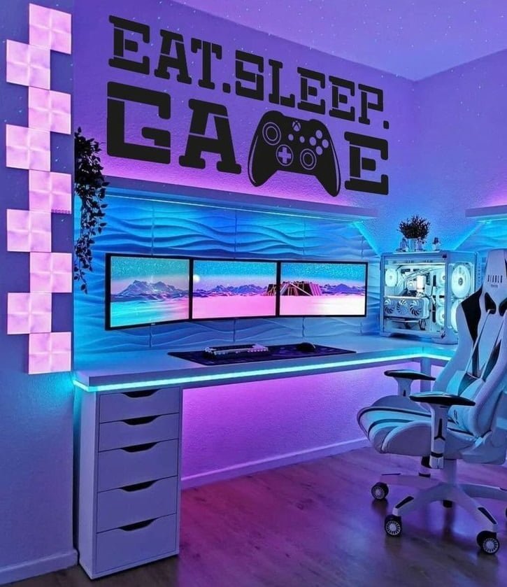 decoración de habitación gaming juvenil
