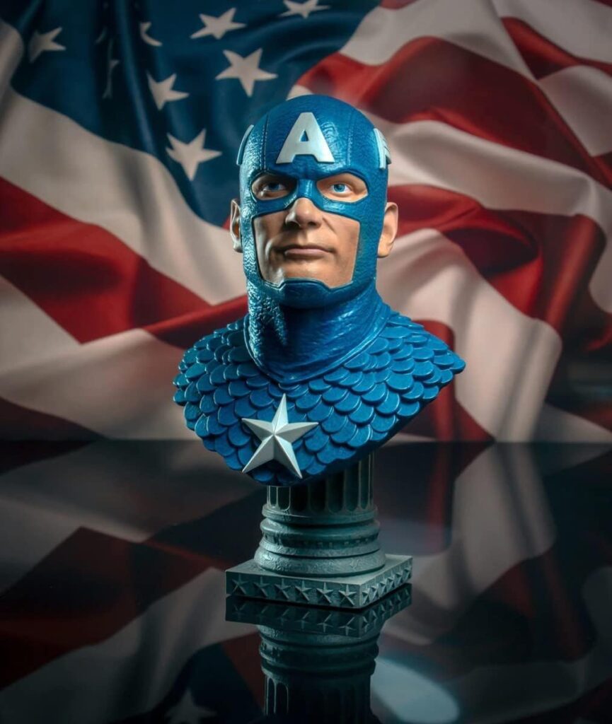 figura decorativa busto capitan america