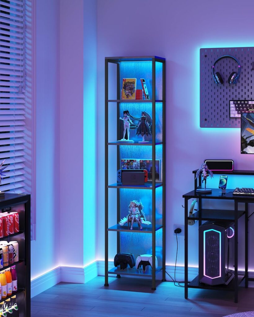 muebles y estantes, estantería gamer con luces LED