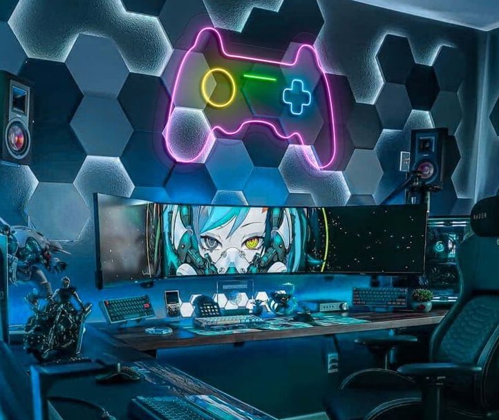 habitación gamer espectacular con todo tipo de detalles